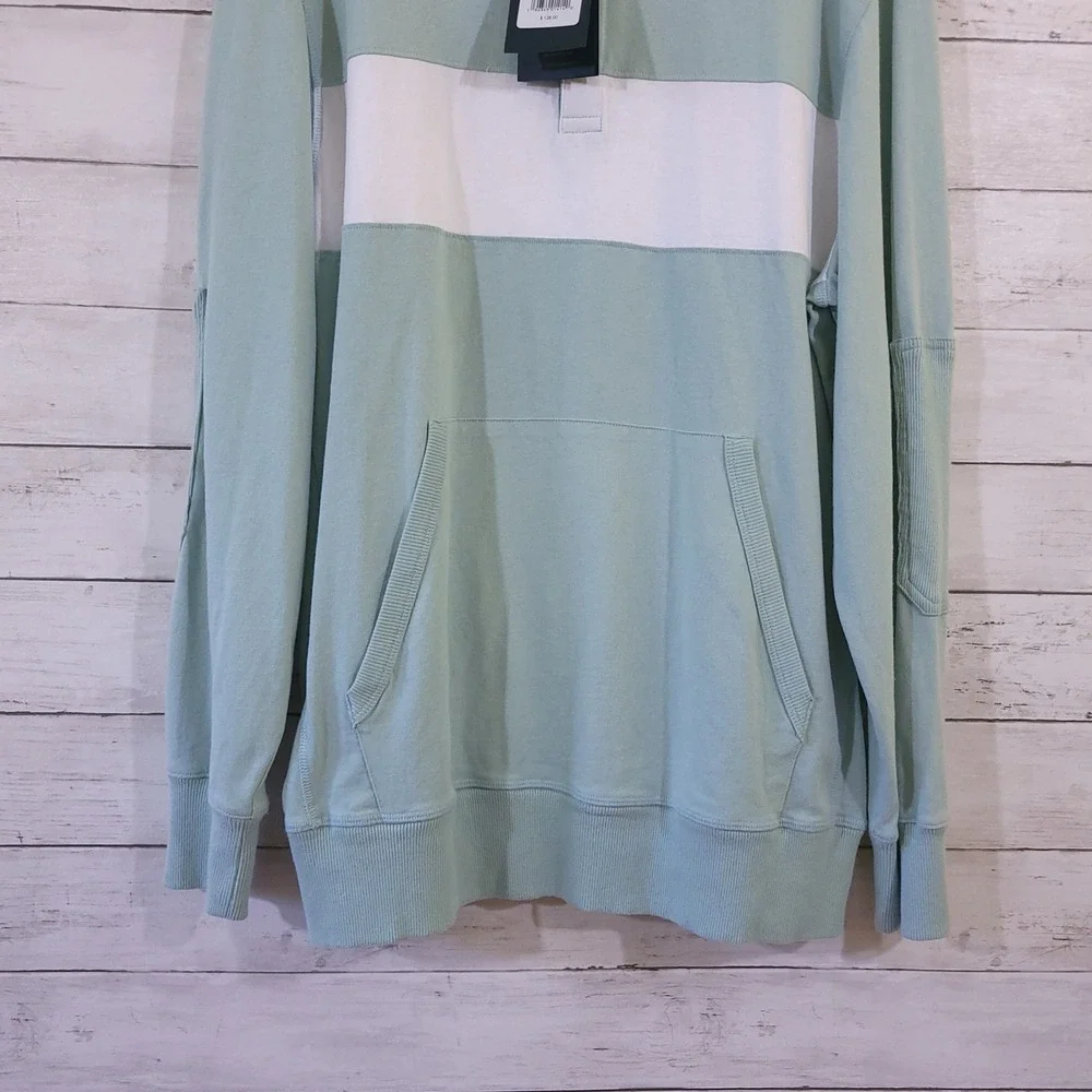 Good Man Brand Long Sleeve Rugby Shirt Ether Green White Stripe Mens Size‎ Small